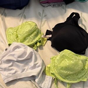 Elegant Lace Women's Intimates Set - Black, White, and Lime Green